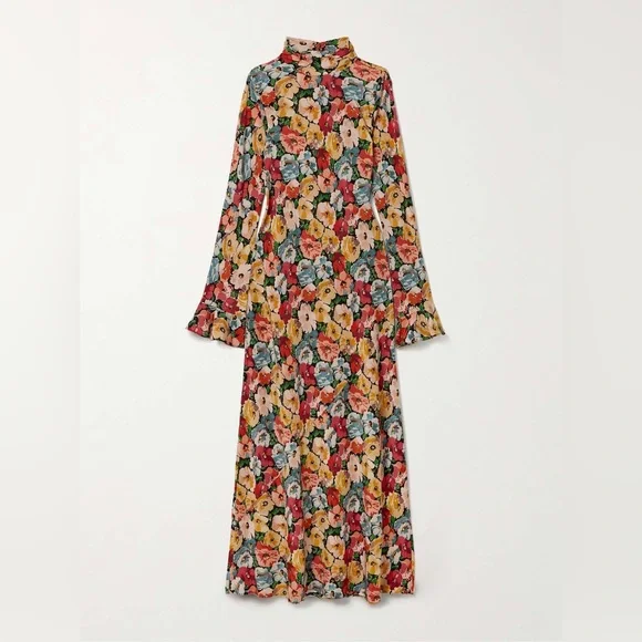 Doen Musetta floral-print silk midi dress NEW without tag - Picture 7 of 10